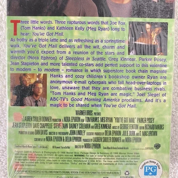 Vintage Warner Bros. Studio Movie You’ve Got Mail Tom Hanks Meg Ryan VHS Tape - Picture 10 of 11